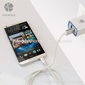 Mobile Phone Accessories USB Android Nylon Data Cable 2.4A with 2-Pack Micro USB Wire
